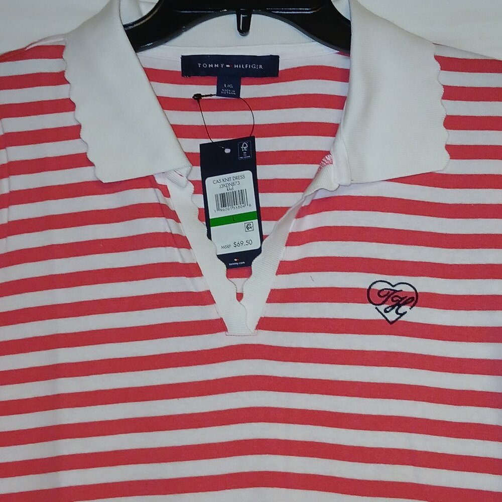 Women Tommy Hilfiger  short sleeve v neck polo dress sizes  L